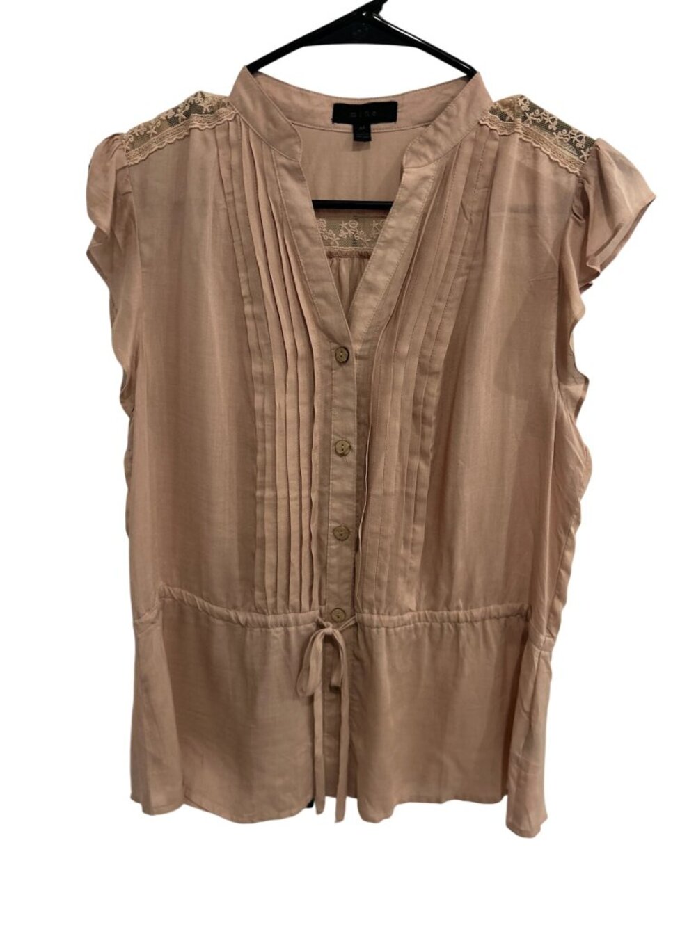 Mine Medium Blush Sleeveless Top Lace Details Pleated Soft Girl Romanticcore